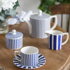 Spode Blue Italian Steccato Milk Jug 10oz- Creamers & Sugar Bowls