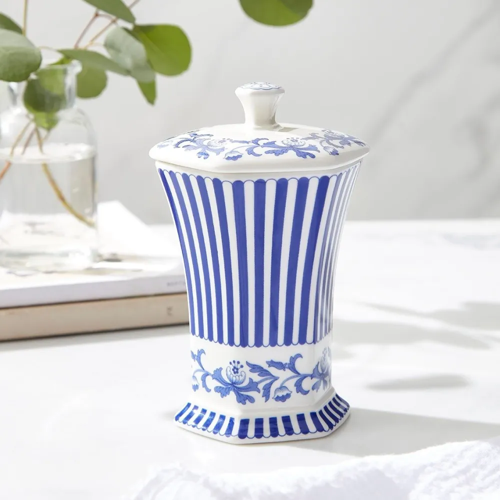 Spode Blue Italian Steccato Mini Vase- Vases