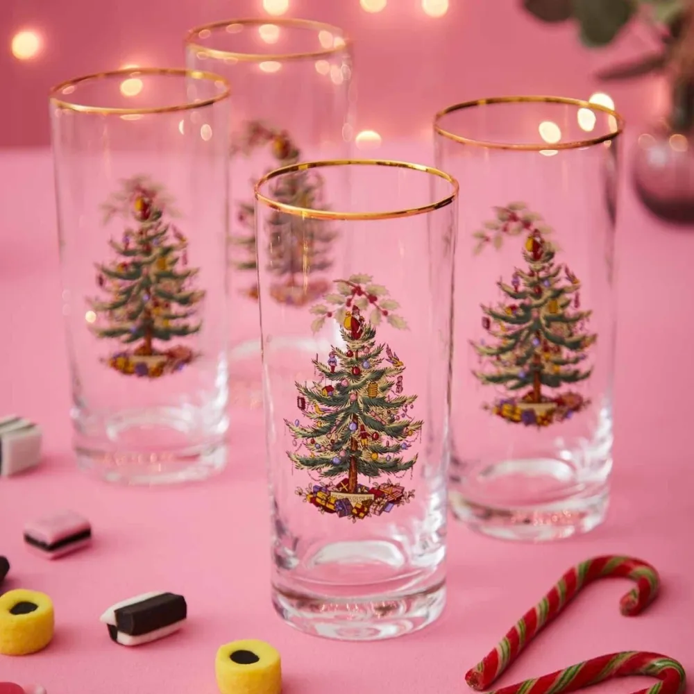 Spode Christmas Tree Highball Glasses Set- Glasses & Steins
