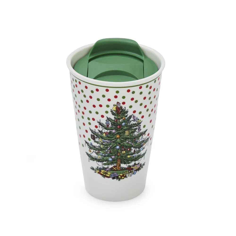 Spode Christmas Tree Polka Dot Travel Mug- Assorted Mugs