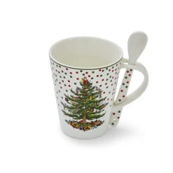 Spode Christmas Tree Polka Dot Mug & Spoon Set- Assorted Mugs