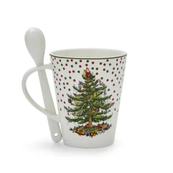 Spode Christmas Tree Polka Dot Mug & Spoon Set- Assorted Mugs