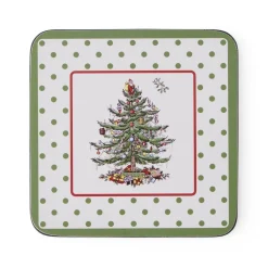 Spode Christmas Tree Polka Dot 5 Piece Mug & Tin Set- Assorted Mugs