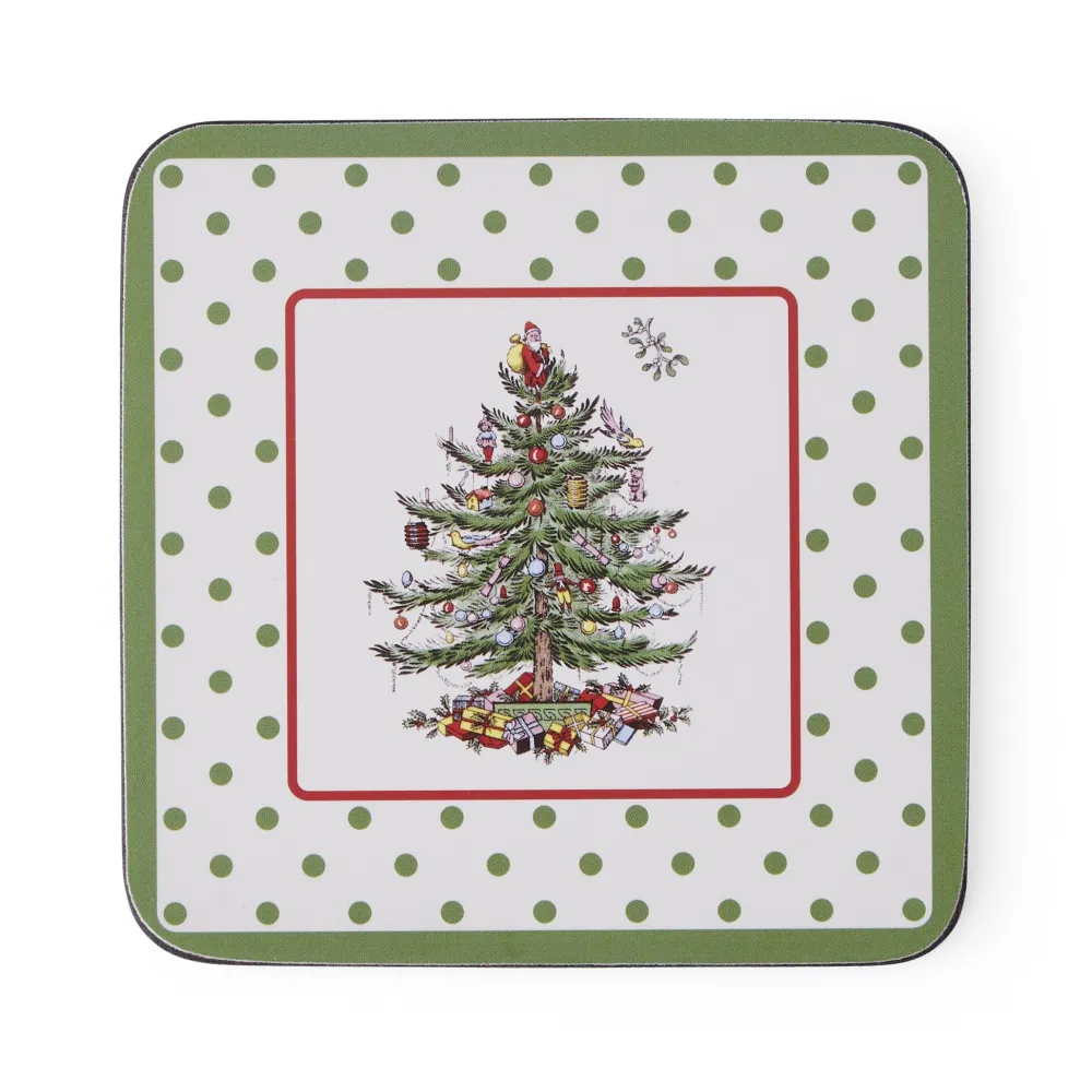 Spode Christmas Tree Polka Dot 5 Piece Mug & Tin Set- Assorted Mugs