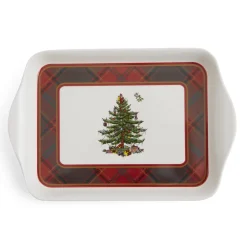 Spode Christmas Tree Tartan Mugs & Tray Set- Assorted Mugs