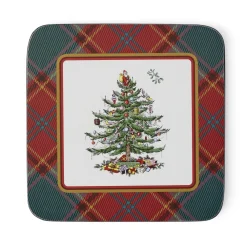 Spode Christmas Tree Tartan 5 Piece Mug and Tin Set- Assorted Mugs