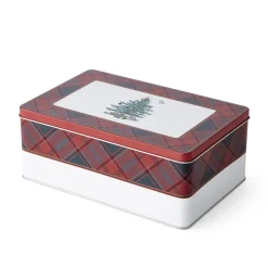 Spode Christmas Tree Tartan 5 Piece Mug and Tin Set- Assorted Mugs