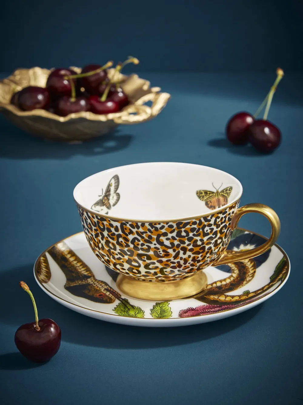 Spode Creatures of Curiosity Leopard & Snake Coupe Teacup & Saucer- Teacups & Saucers
