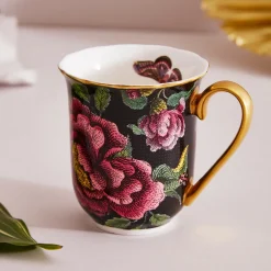 Spode Creatures of Curiosity Black Floral Mug- Assorted Mugs