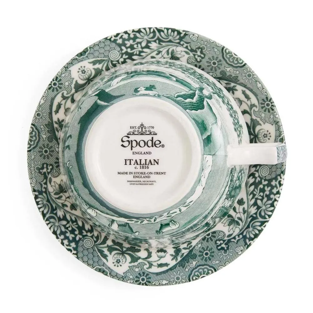 Spode Green Italian Breakfast Cup & Saucer- Teacups & Saucers