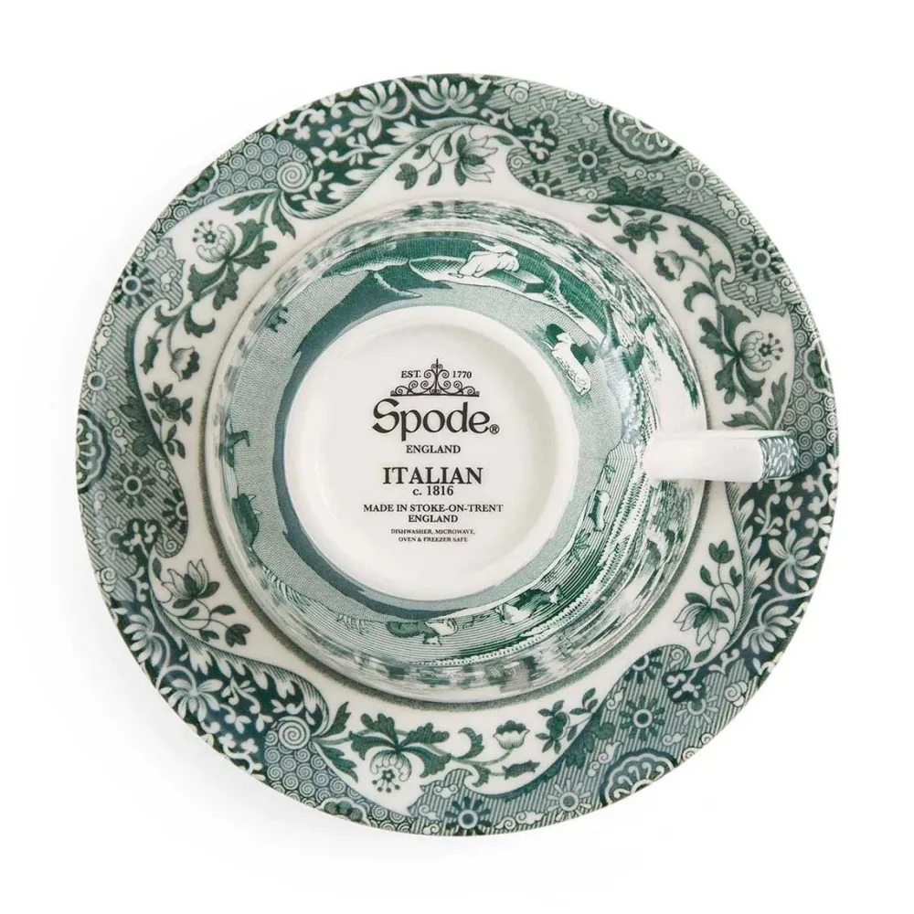 Spode Green Italian Teacup & Saucer- Teacups & Saucers