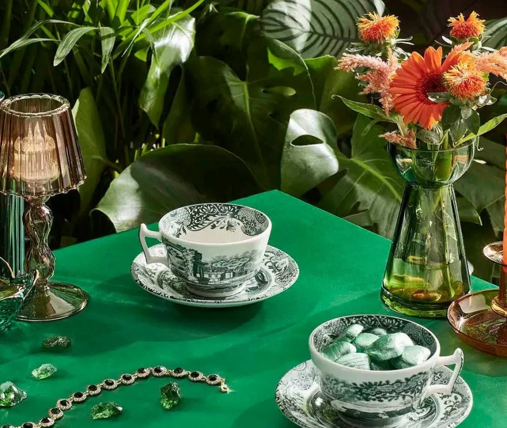 Spode Green Italian Teacup & Saucer- Teacups & Saucers