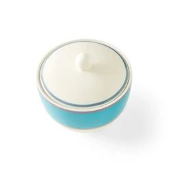 Spode Kit Kemp Calypso Turquoise Covered Sugar Bowl- Creamers & Sugar Bowls