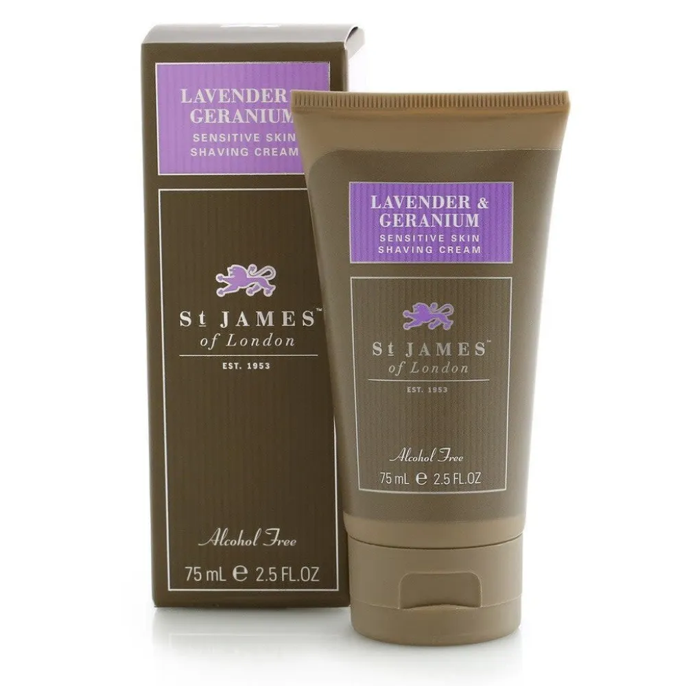 St. James of London Lavender & Geranium Shave Cream Travel Tube- Shaving Soaps & Cream