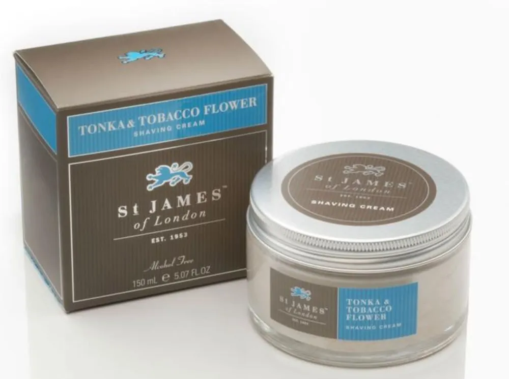 St. James of London Tonka & Tobacco Flower Shave Cream Jar- Shaving Soaps & Cream