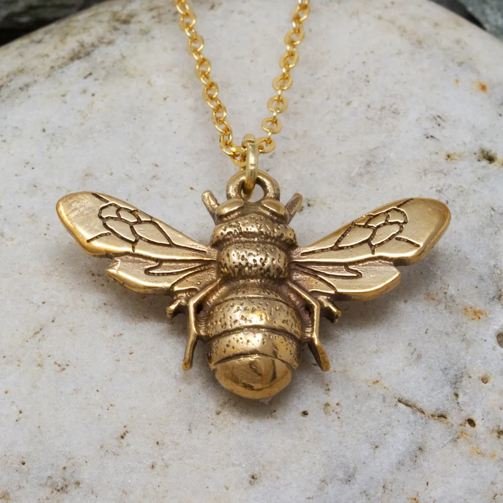 St Justin Bee Bronze Pendant Necklace- Necklaces & Pendants