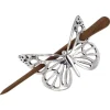 St Justin Butterfly Hair Slide with Wooden Pin- Pewter Gifts & Jewelry
