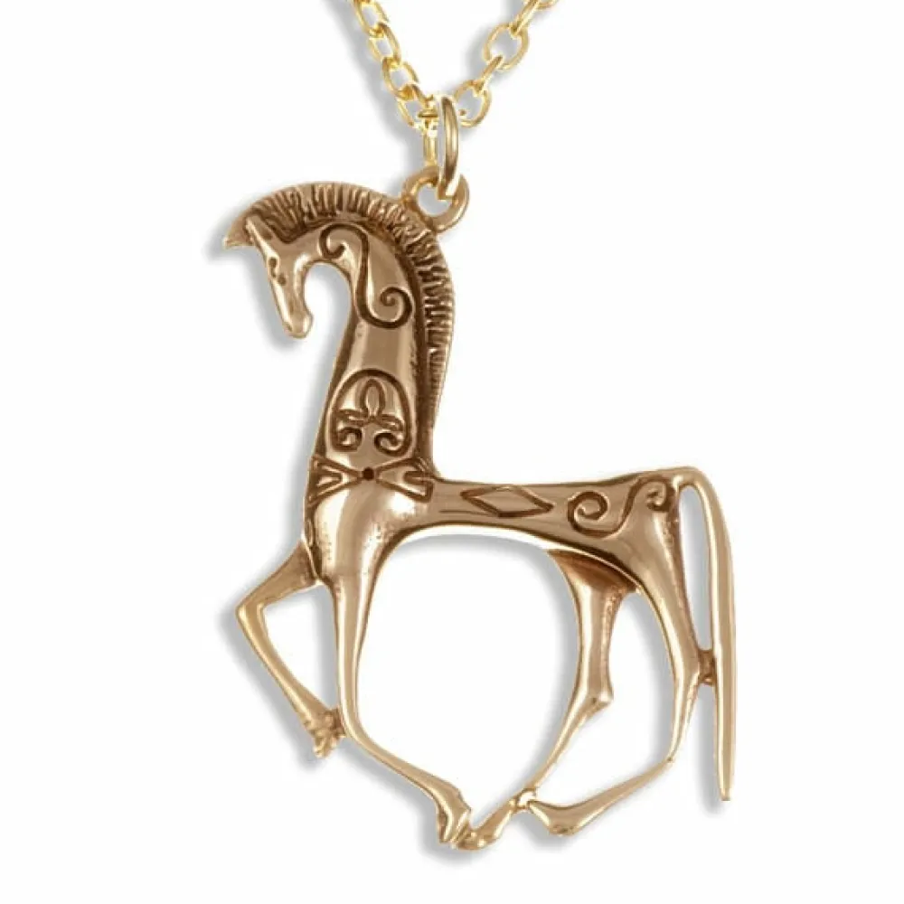 St Justin Greek Horse Bronze Pendant Necklace- Necklaces & Pendants