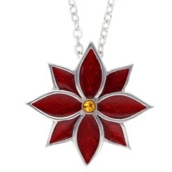 St Justin Poinsettia Pendant Necklace- Necklaces & Pendants|Pewter Gifts & Jewelry