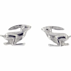 St Justin Running Hare Stud Earrings- Earrings|Pewter Gifts & Jewelry