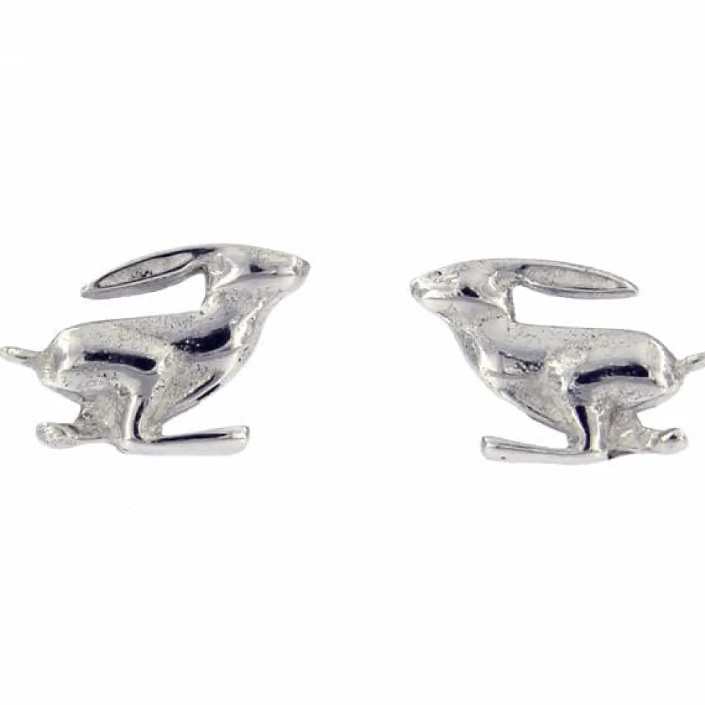 St Justin Running Hare Stud Earrings- Earrings|Pewter Gifts & Jewelry