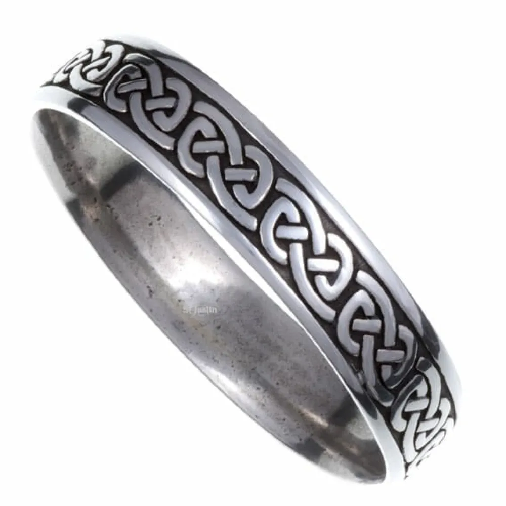 St Justin St. Justin Celtic Knotwork Bangle, Large- Pewter Gifts & Jewelry