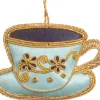 St. Nicolas Blue Satin Tea Party Teacup- St. Nicolas Ornaments