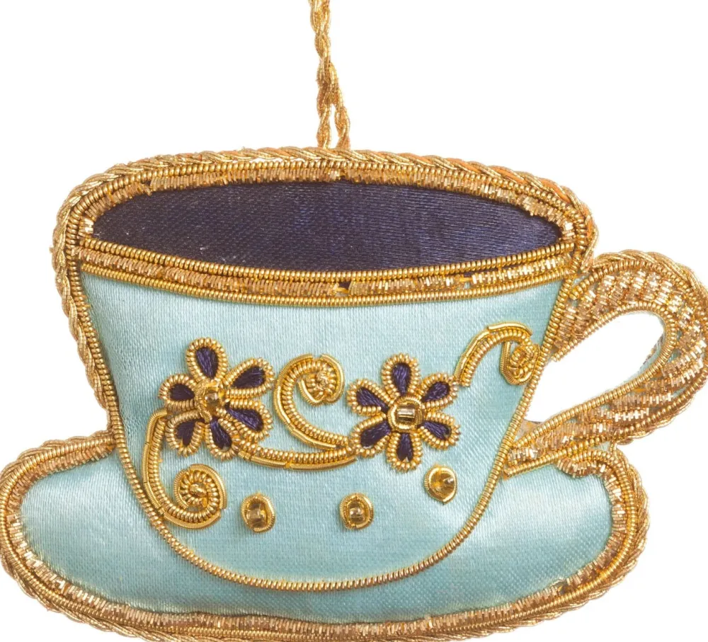 St. Nicolas Blue Satin Tea Party Teacup- St. Nicolas Ornaments