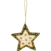 St. Nicolas Ivory & Green Velvet Starburst Star Ornament- St. Nicolas Ornaments