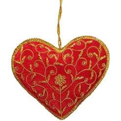 St. Nicolas Red Velvet Floral Heart- St. Nicolas Ornaments