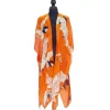 Tangerine Heron Long Kimono- Robes, Nightgowns & Dresses