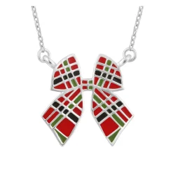 Tartan Bow Pendant Necklace- Necklaces & Pendants