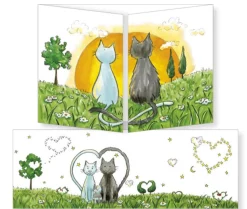 The Cats & the Sunset Tri-fold New Baby Card- Greeting Cards