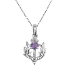 Thistle & Amethyst Pendant Necklace- Necklaces & Pendants