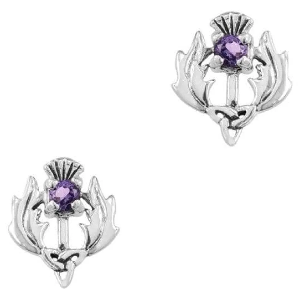 Thistle Earrings with Amethyst- Earrings