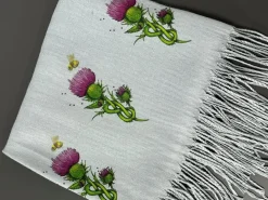 Thistles Grey Cashmere Blend Scarf- Scarves & Wraps