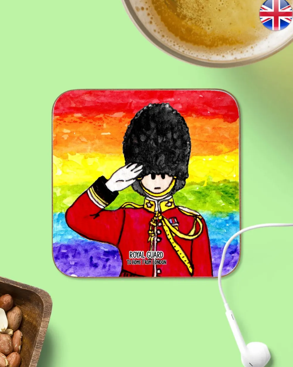 To Home From London Rainbow Guard Magnetic Coaster- Souvenirs