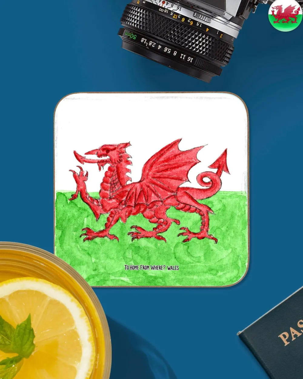 To Home From London Wales Flag Magnetic Coaster- Souvenirs