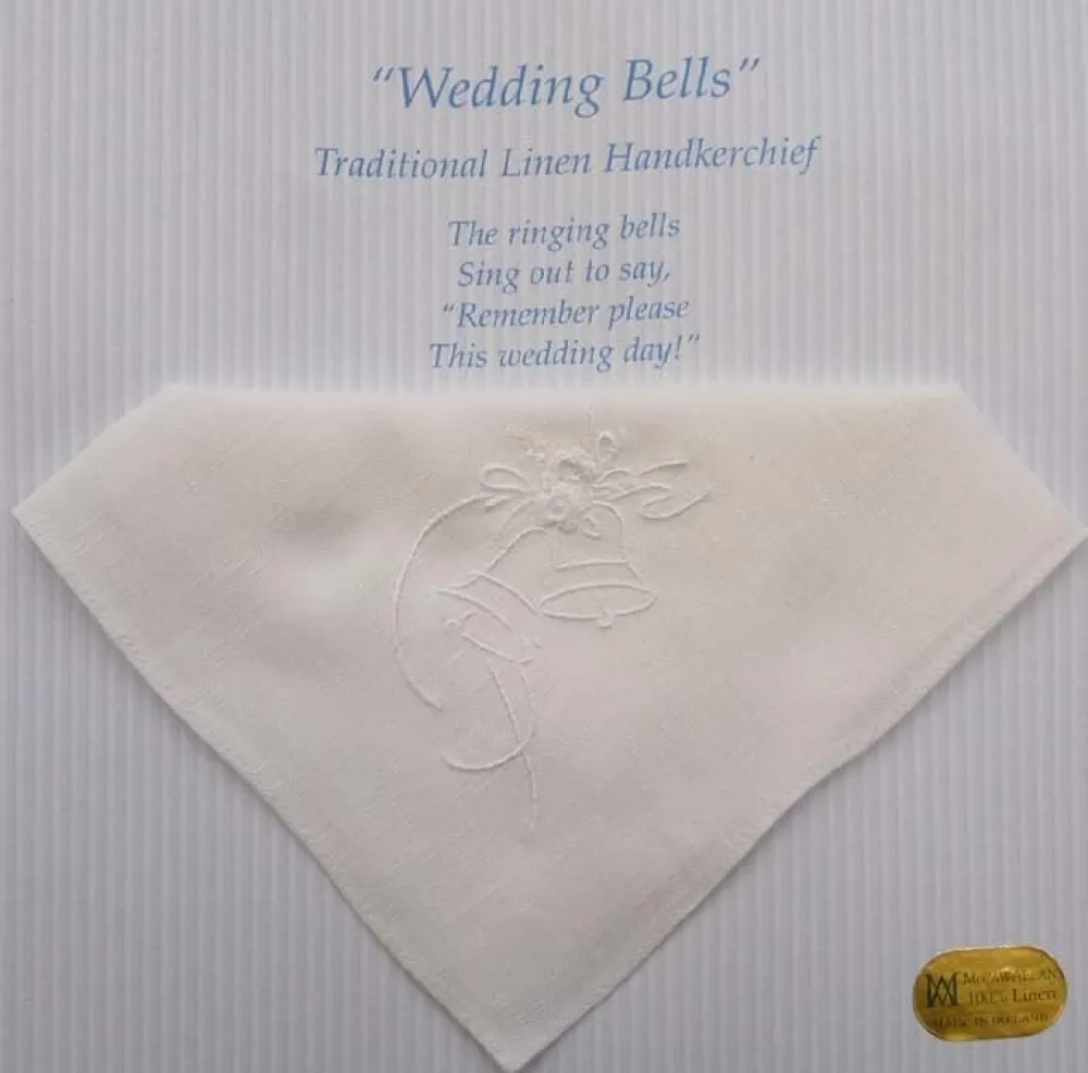 Traditional Linen Wedding Bells Embroidery- Handkerchiefs