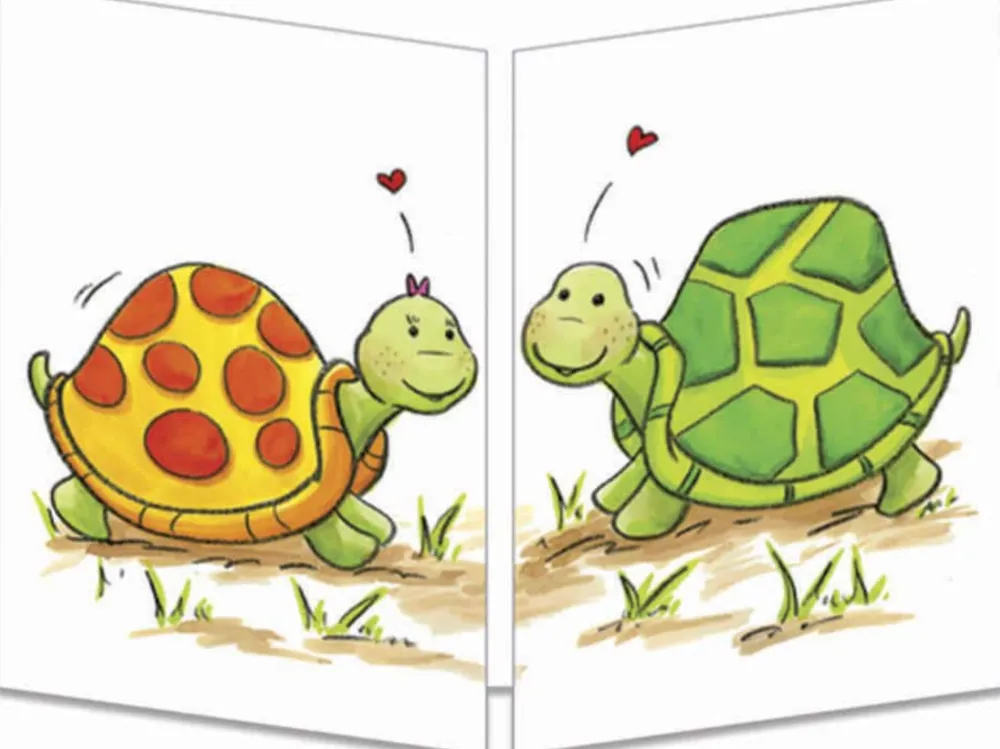 Turtles in Love Tri-fold Greeting Card- Greeting Cards