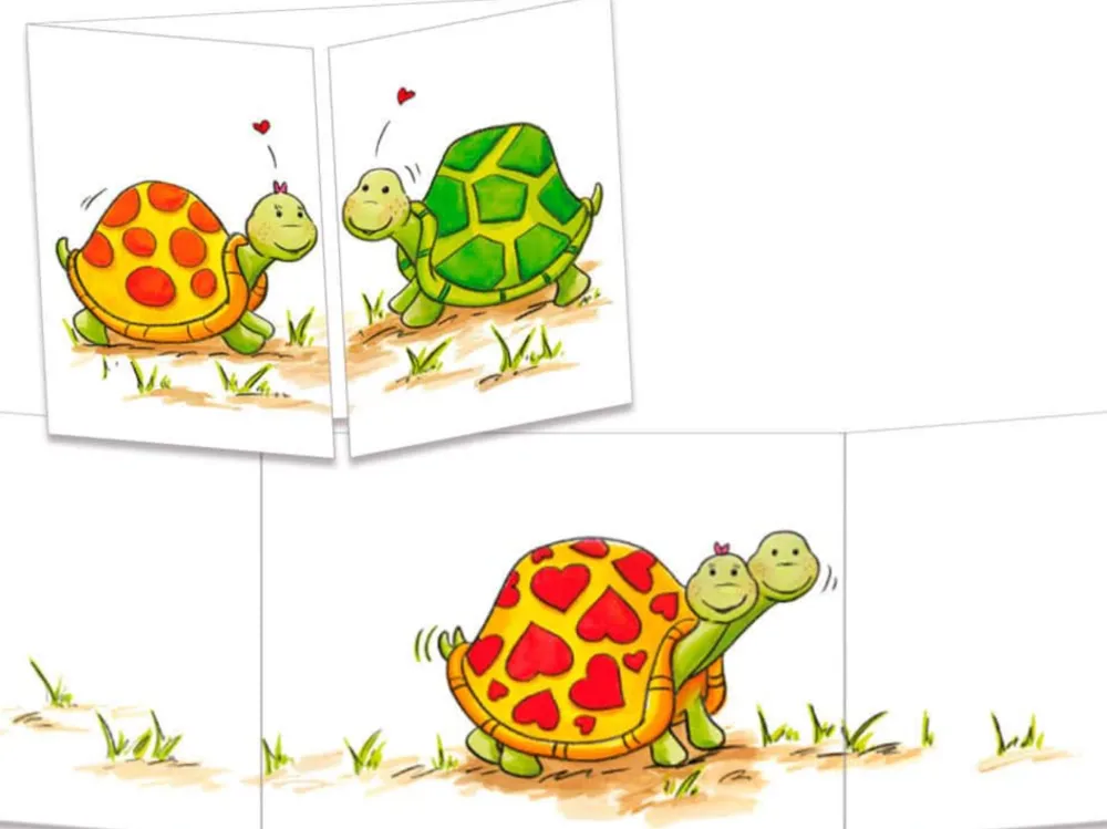Turtles in Love Tri-fold Greeting Card- Greeting Cards