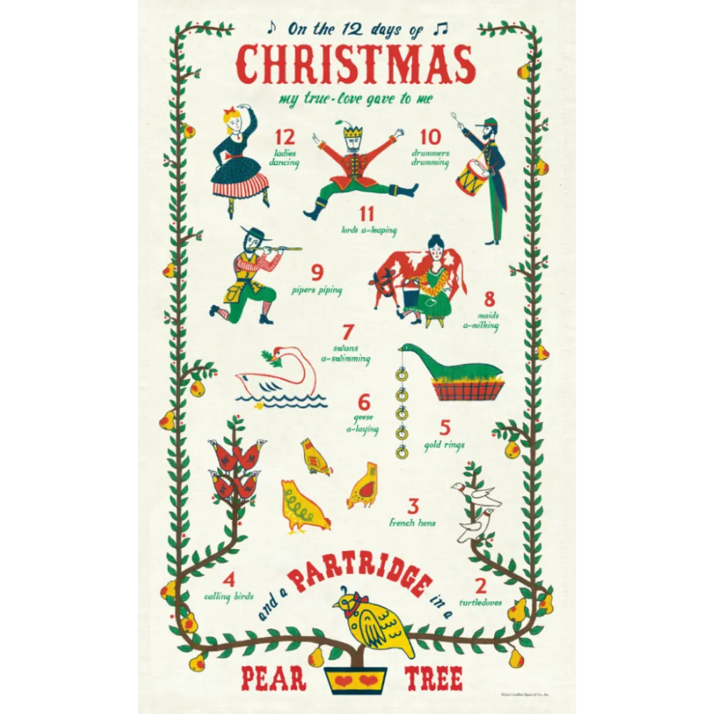 Twelve Days of Christmas Tea Towel- Tea Towels