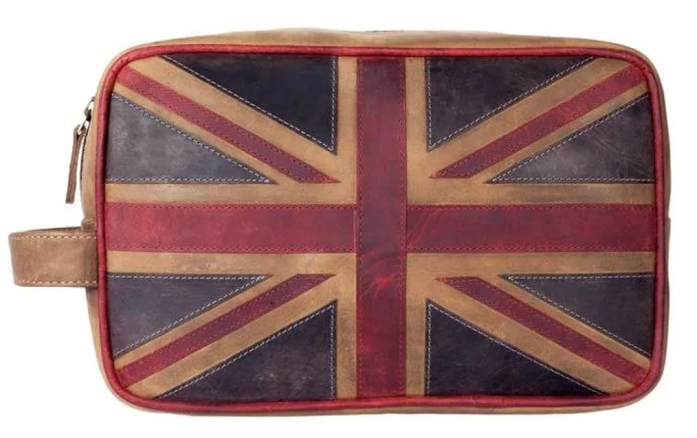 Union Jack Brown Washbag- Bath Accessories