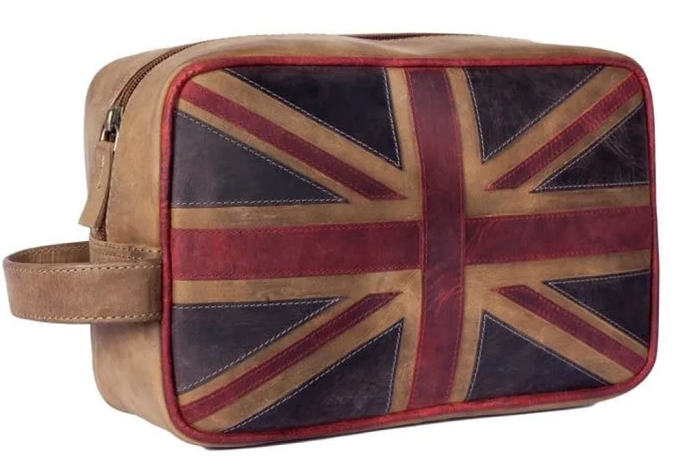 Union Jack Brown Washbag- Bath Accessories