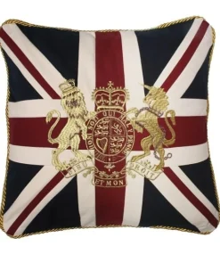 Union Jack Royal Coat of Arms Crest 18" Square Pillow- Throws & Pillows