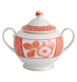 Vista Alegre x Oscar de la Renta Coralina Sugar Bowl- Creamers & Sugar Bowls