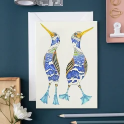 Watercolor Blue-Footed Booby Greeting Card- Greeting Cards