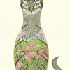 Watercolor Cat in a Rose Garden Greeting Card- Greeting Cards