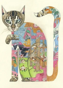 Watercolor Cat Licking Its Paw Greeting Card- Greeting Cards