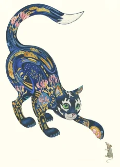 Watercolor Cat & Mouse Greeting Card- Greeting Cards